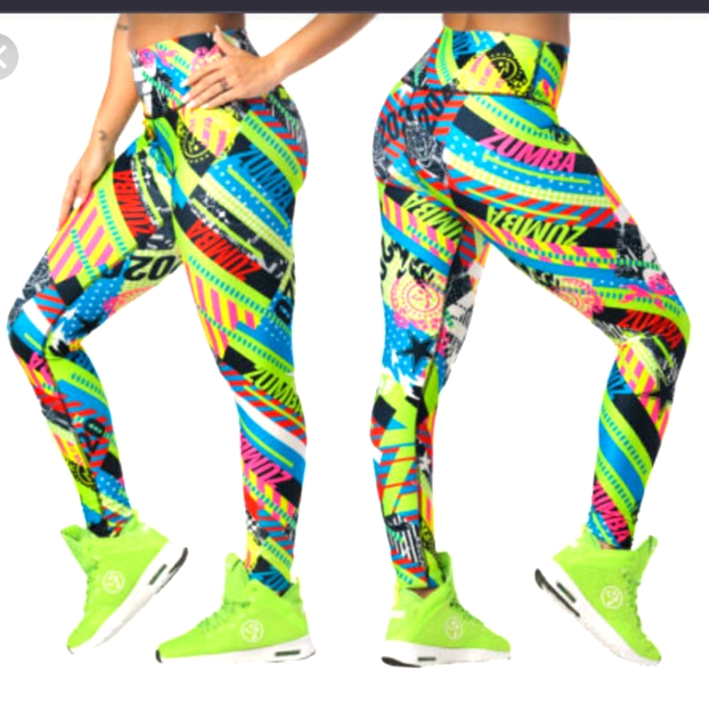 Zumba Get In Lime High Waisted Long Leggings size Small Spicy NWT 2020 Green